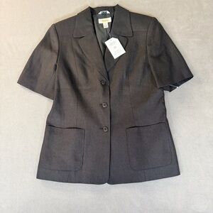 Talbot’s Vintage Irish Linen Women's Black Short Sleeve Blazer/Jacket-Size 8-NWT
